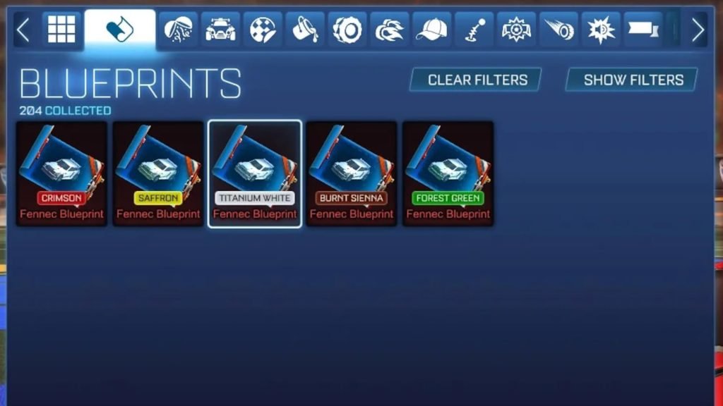 List of various Fennec Blueprints in the inventory