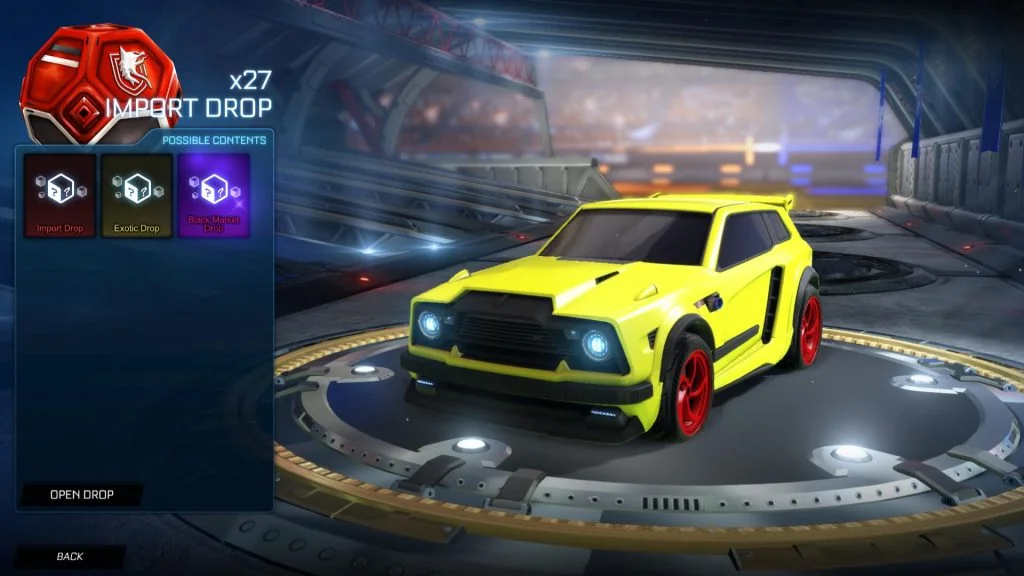 Getting a Fennec from an Import Drop in Rocket League