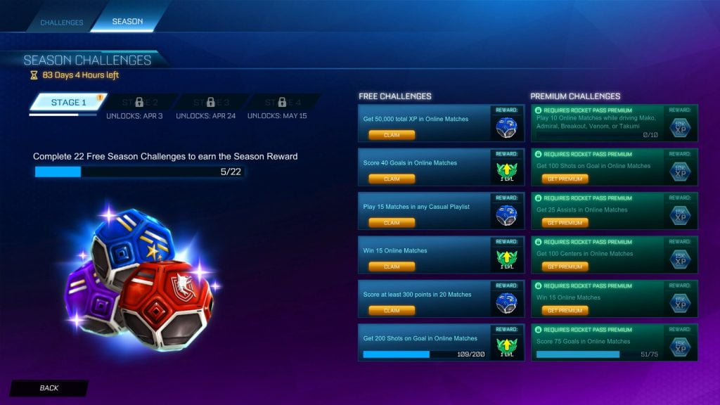Completing all 4 stages of Season Challenges also gives players drops